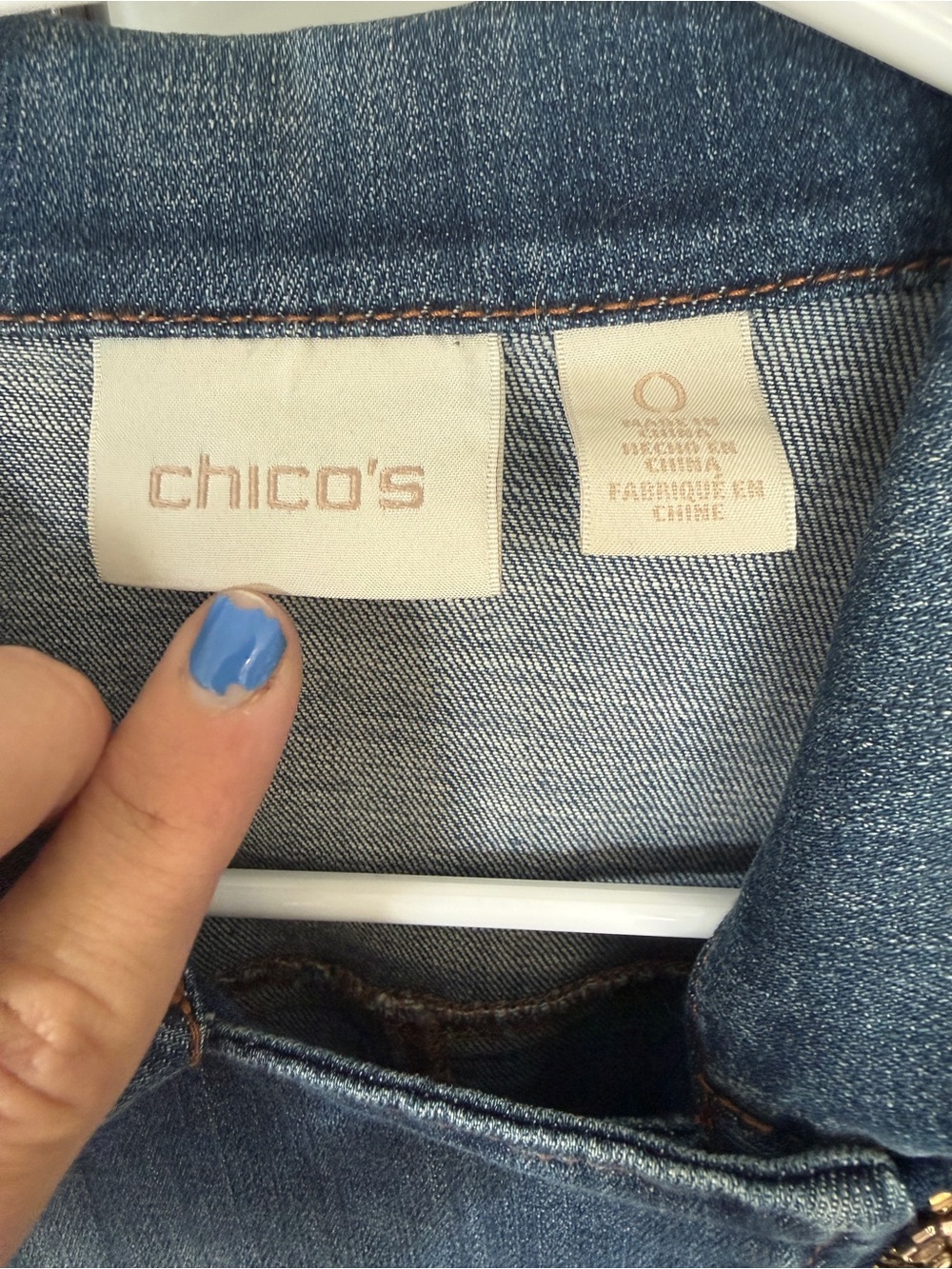 Chico's Distressed Blue Denim Moto Jacket - Picture 2 of 7